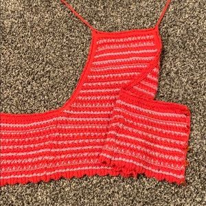 Purple and red knit top